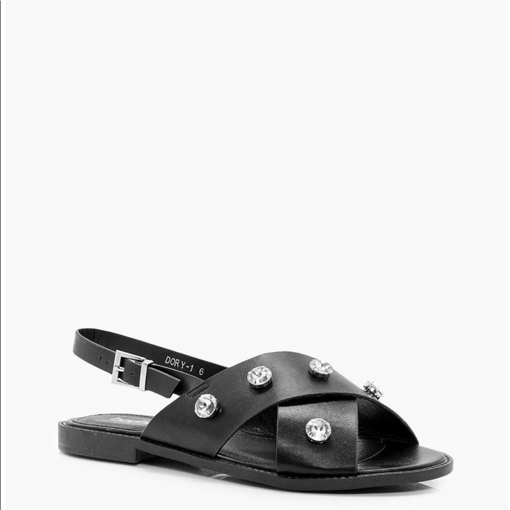 Lola Diamante Cross Strap Sandals